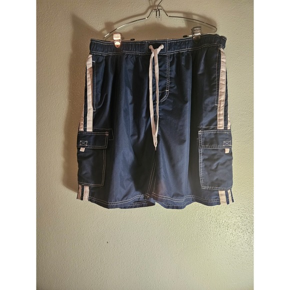 Kanu Surf Swim Trunks Men Sz 3X Blue  Elastic Waist 8" Inseam 3 Pocket Mesh - Picture 1 of 7